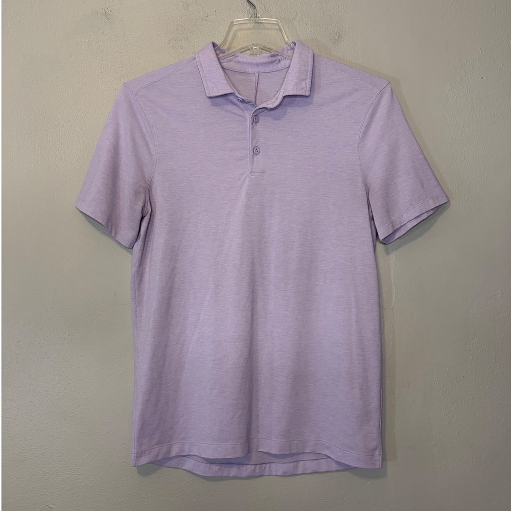 Lululemon Evolution Polo Shirt Mens Small Light Purple Heathered Short Sleeve